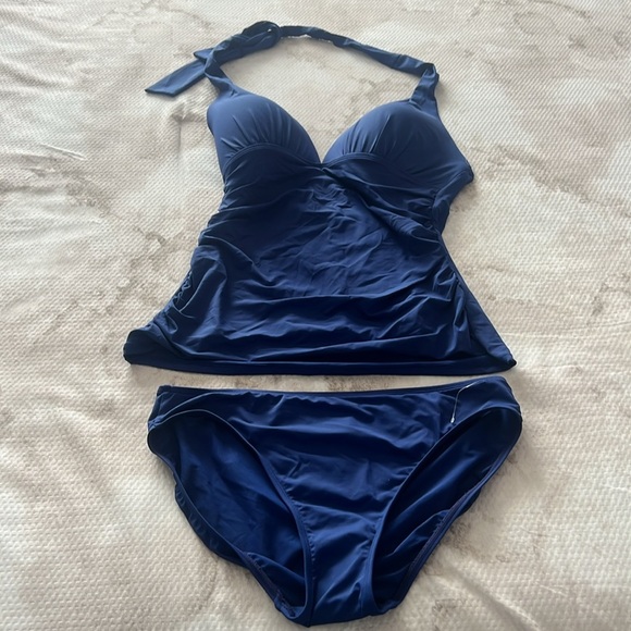 Lauren Ralph Lauren Blue Bikini with Halter Neck Tankini and Bikini Bottom - Picture 9 of 15